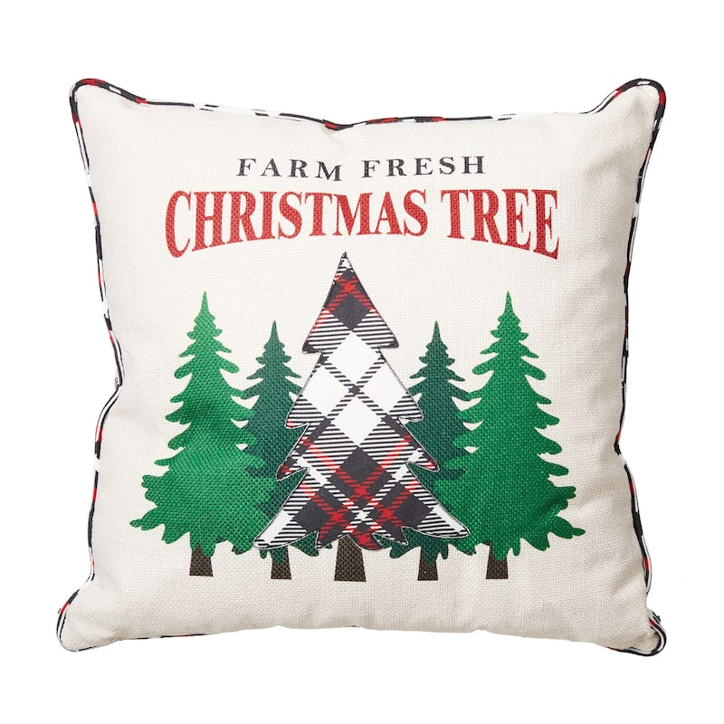 Glitzhome Hooked Cat Dog Christmas Tree Throw Pillow Home Sofa Decor