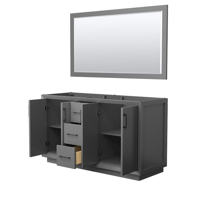 Strada 60-Inch Double Vanity Cabinet, 58-Inch Mirror