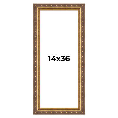 14x36 Frame Vintage Gold Solid Wood Picture Frame | 2.5 Inch Moulding