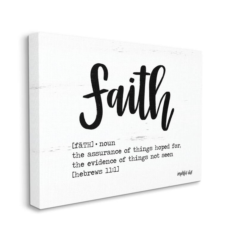 Stupell Faith Definition Religious Black And White Word Design Canvas Wall Art - 24 x 30