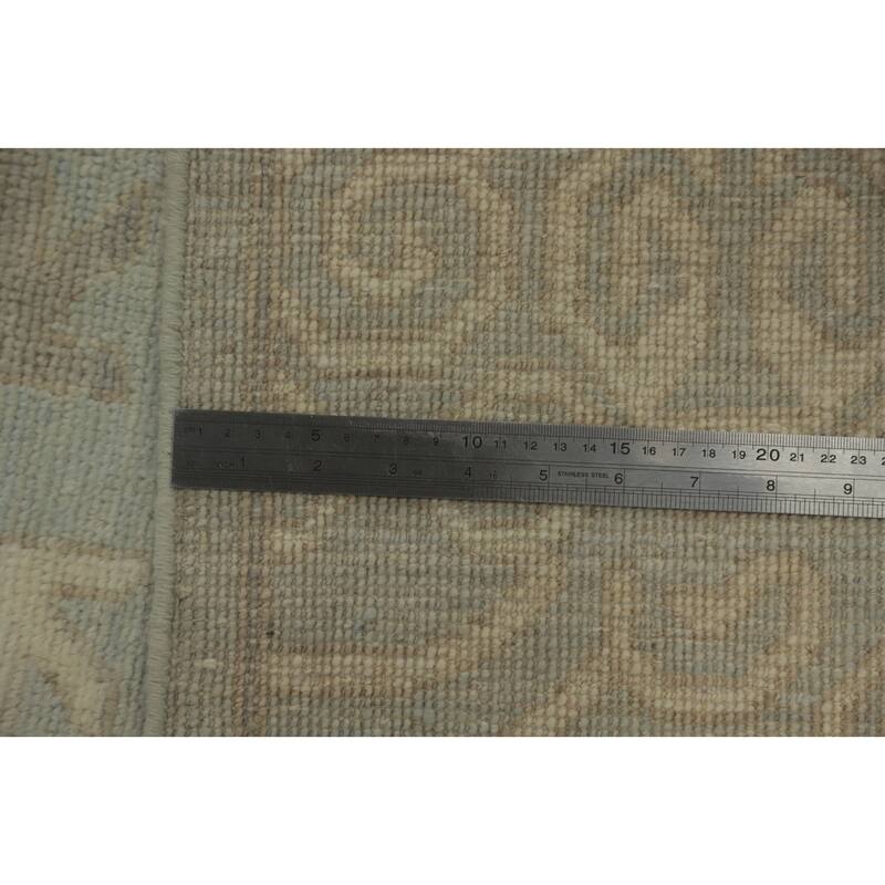 Vegetable Dye Wool Oushak Turkish Area Rug, Floral Geometric Carpet - 11' 11'' X 9' 1''