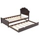 preview thumbnail 10 of 24, Twin Size Wood Platform Kids Bed with Headboard & Twin Size Trundle, Cappuccino