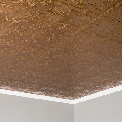 FASÄDE Regalia Decorative Vinyl 2ft x 4ft Glue Up Ceiling Panel in Antique Bronze (5 Pack)