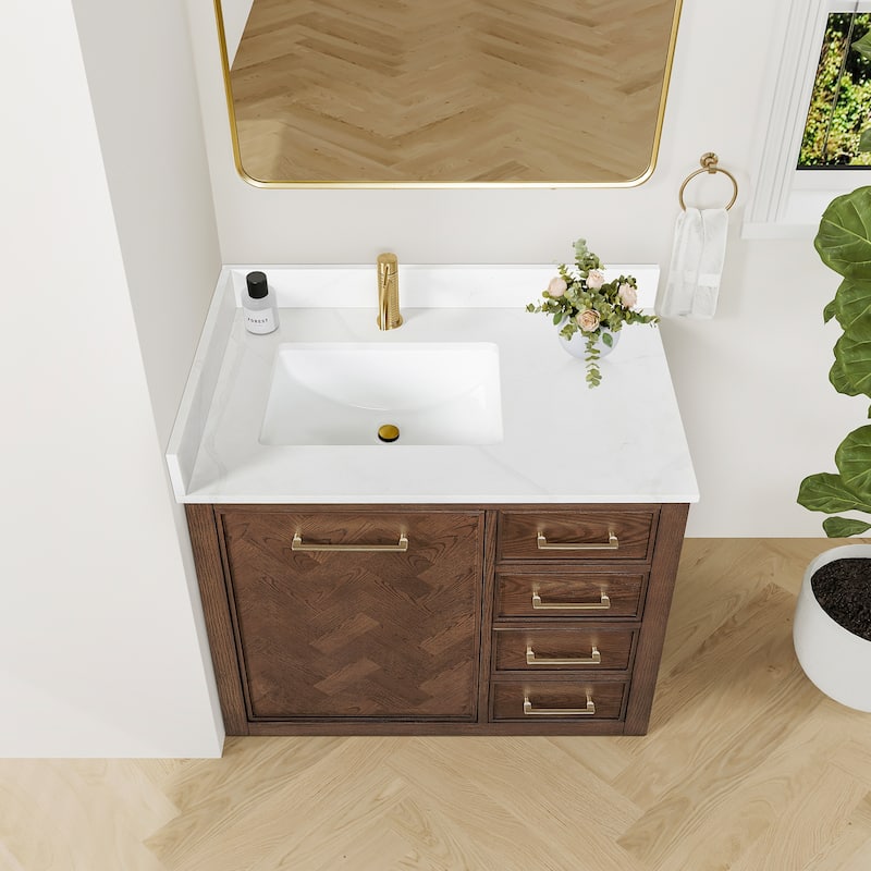 Jakarta Bath Vanity with Quartz Stone Top without Mirror