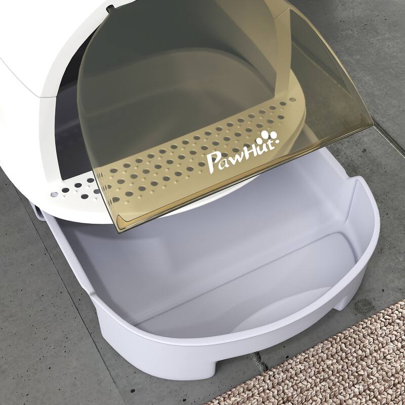 PawHut Cat Litter Box, Covered Kitty Litter Box with Lid, Scoop, Deodorizing Bags for Odor Control, Green
