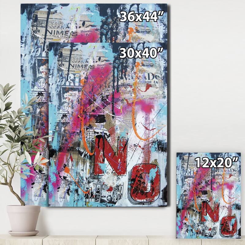 Designart "Old Style Newspaper Street Art Collage IX" Modern & Contemporary Canvas Artwork Print