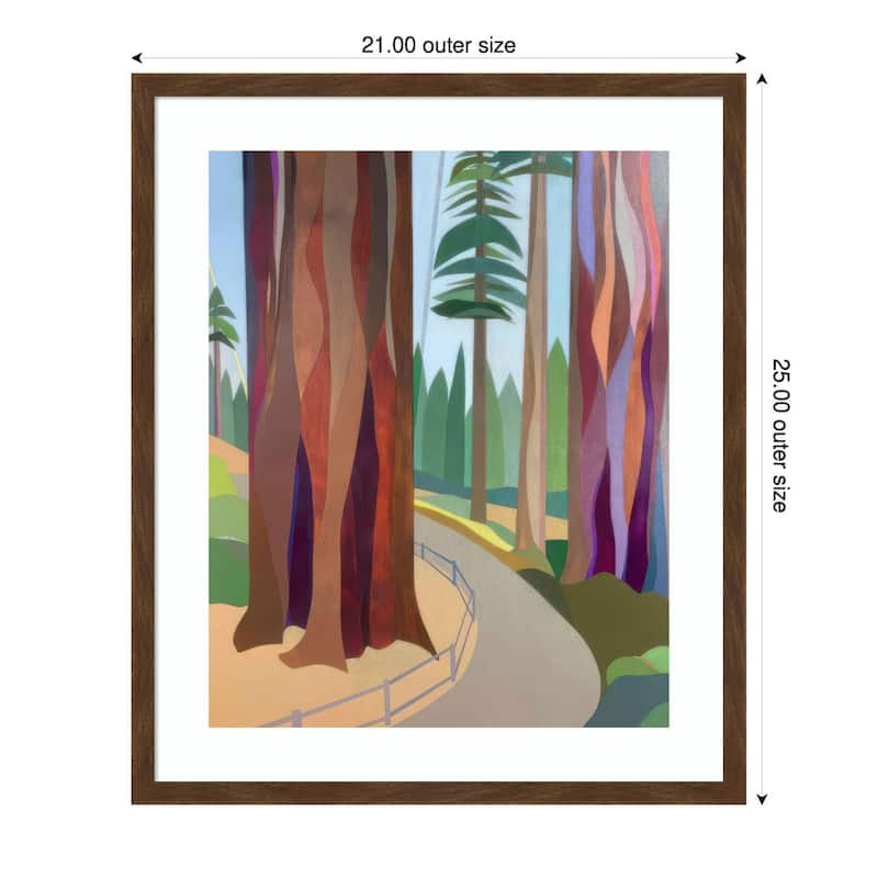 Farewell Sequoia by Melba Browne Wood Framed Wall Art Print - Carlisle Brown Narrow - 21 x 25 in