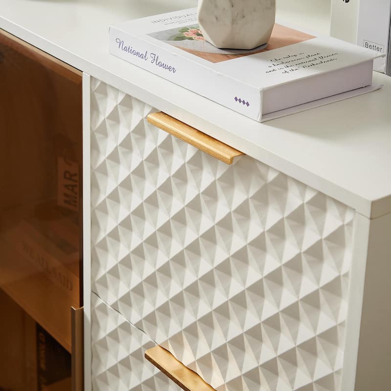 Modern Dresser with Glass Doors & 3 Drawers - 31.5"