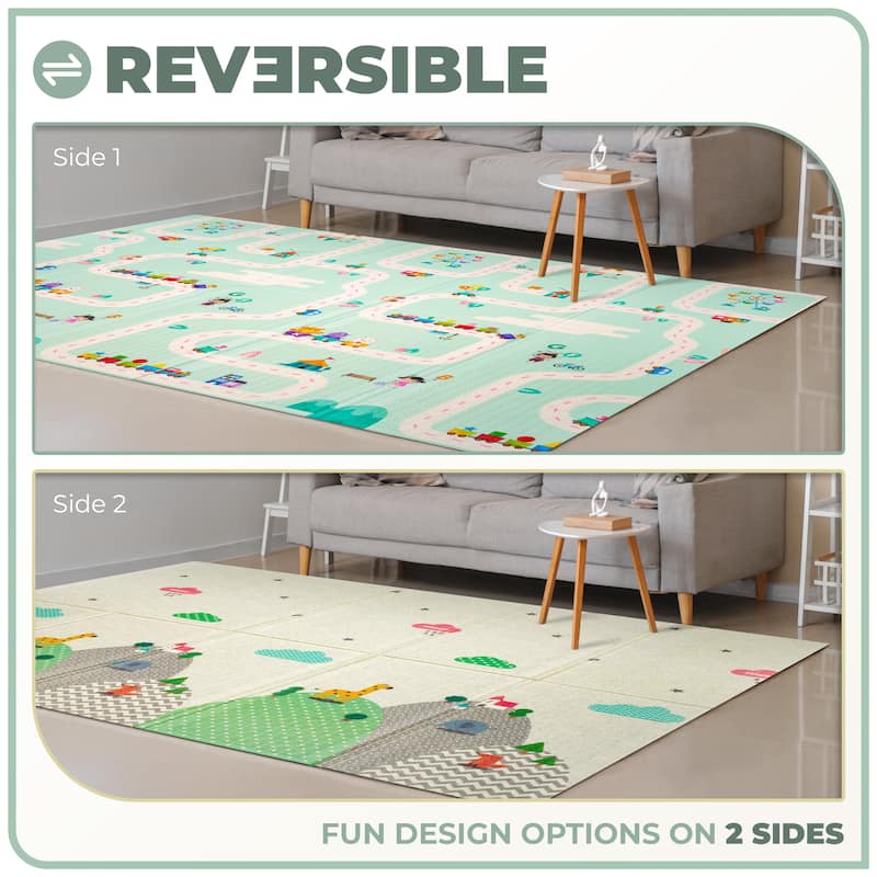 Sorbus Foldable Baby Kids Play Mat, Floor Foam Mats with Travel Bag - Waterproof Foldable - 78" x 70" x 0.4" - 78 x 70 x 0.4”