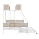 preview thumbnail 7 of 10, Brown+White Twin over Full Size Metal Bunk Bed with Trundle, Side Ladder and Full-Length Guardrail, No Box Spring Needed