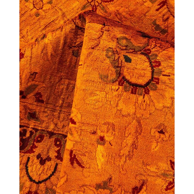 Overton Hand Knotted Wool Vintage Inspired Modern Contemporary Overdyed Gold Area Rug - 4' 7" x 7' 5"