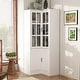 preview thumbnail 66 of 82, White Buffet Sideboard & Curio Bookcase Cabinet with Glass Doors 31.5"x31.5"