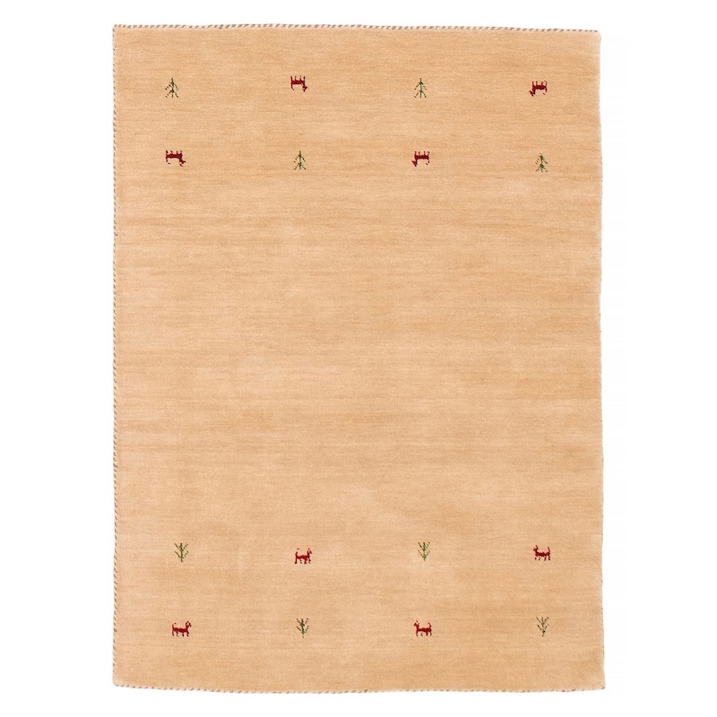 Kashkuli Gabbeh Beige Rug 3'10" x 5'5" - 3'10 x 5'5 - Beige - 3'10 x 5'5