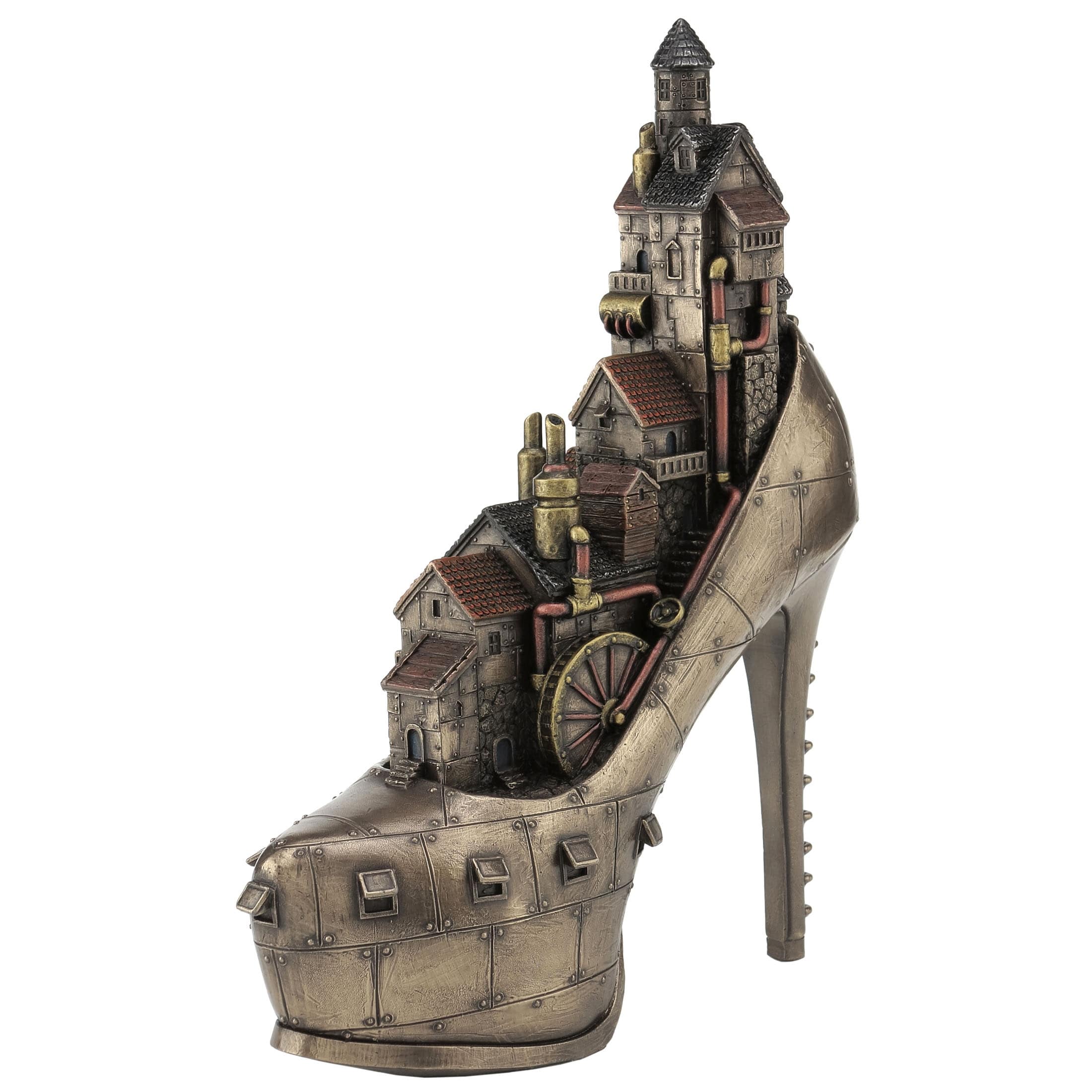 10.23 in H Steampunk Stiletto Hill, Ironopolis, Poly Resin