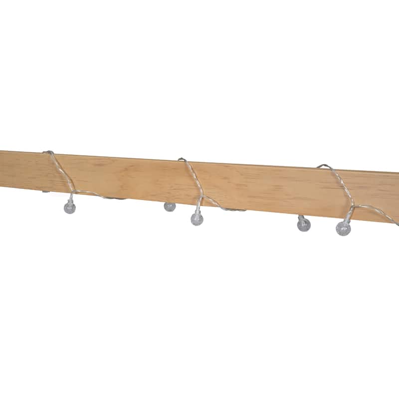 Full Size Wood House Bed with Window, Fence and LED Lights, Rustic Kids Floor Bed Frame