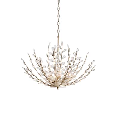 Flavia 6-Light Brushed Champagne Silver Crystal Chandelier - 23.5 inches in diameter x 19 inches H