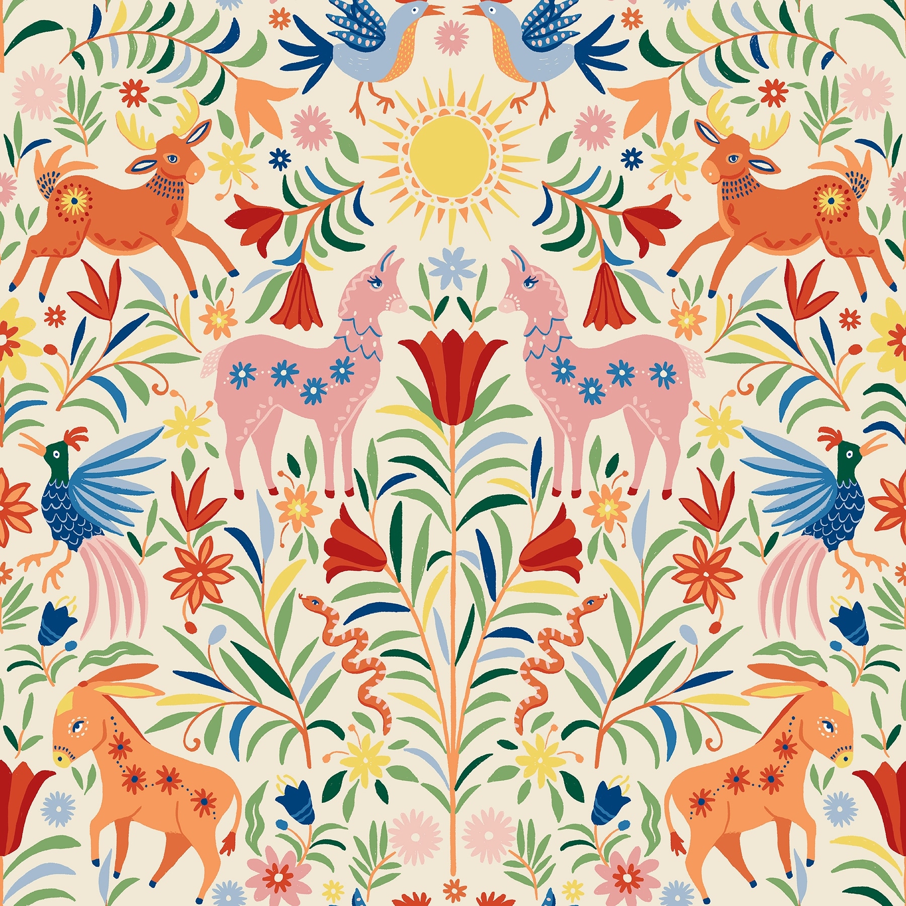 RoomMates Whimsical Creatures Cream Peel and Stick Wallpaper