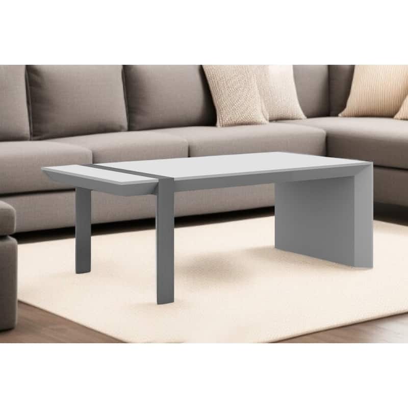 HomeRoots 48" White And Silver Wood And Stainless Steel Coffee Table - 48 in. x 17 in. x 24 in. - White