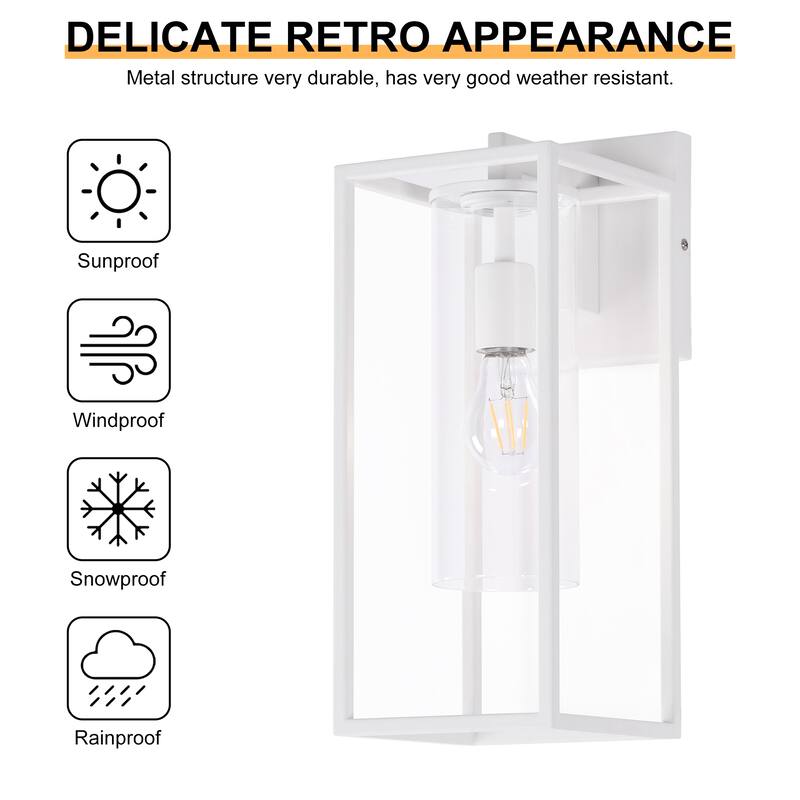 2 Pack Metal 1-Light Clear Glass Outdoor Wall Sconce Light