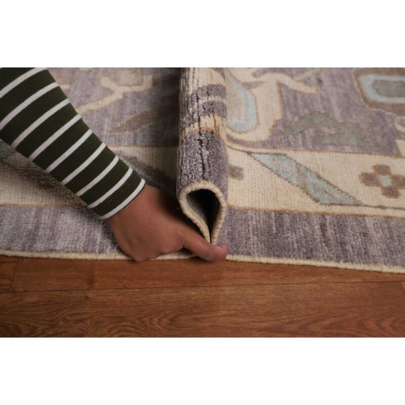All-Over Gray Oushak Turkish Large Rug Hand-Knotted Wool Carpet - 10'3"x 13'10"