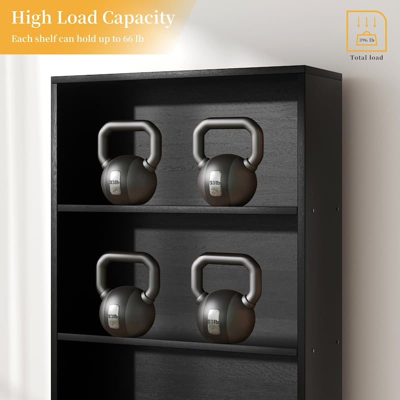 6-Tier Wooden Bookshelf - Rustic Storage Shelf for Living Room, Office & Bedroom , Easy Assembly