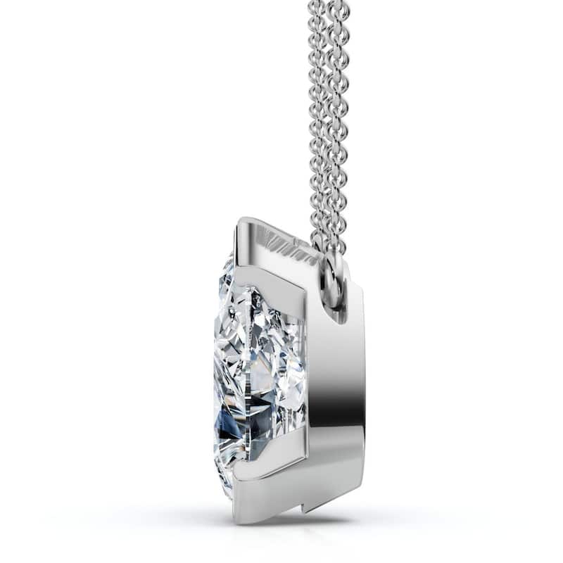 Bliss Diamond 2Ct Cushion and Pear Toi et Moi Diamond Pendant Gold or Pt Lab Grown