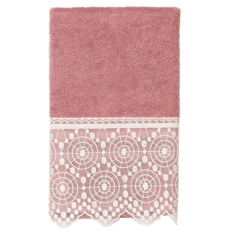Authentic Hotel and Spa 100% Turkish Cotton Arian 3PC Cream Lace Embellished Towel Set