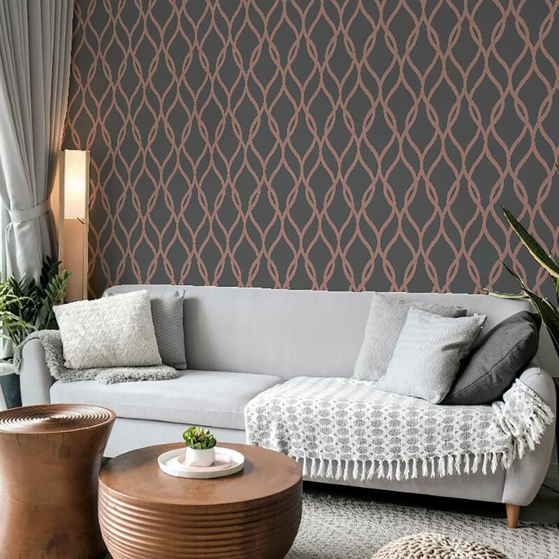 Arthouse Ava Rose Gold Glittering Ogee Wallpaper