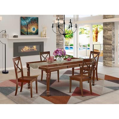 Rectangle Dining Table Set 5pc Rococo Style Table & 4 Chairs 60x78 Inch Butterfly Leaf