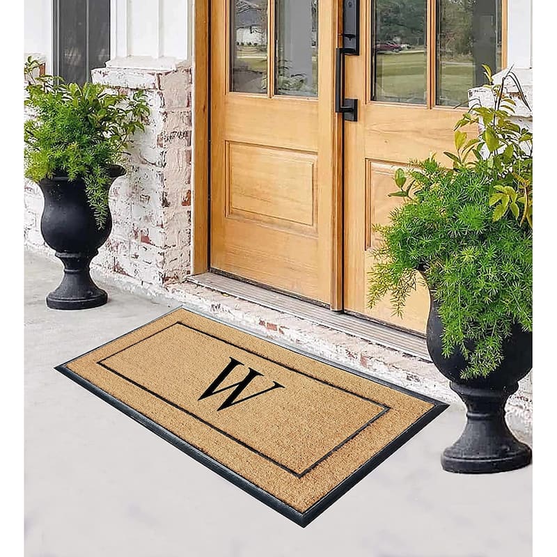 A1HC Natural Coir & Rubber Large Monogrammed Door Mat 30"x60"