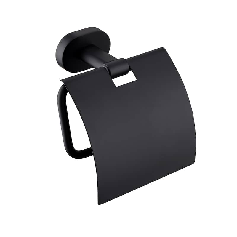 Wall Mounted Toilet Paper Holder Tissue Roll Holder with Cover - Black