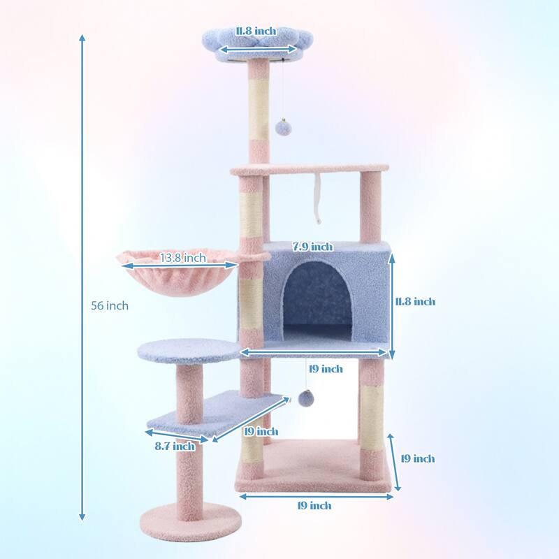 Flower Cat Tree With Large Condo Removable Flower Cushion And Hammock