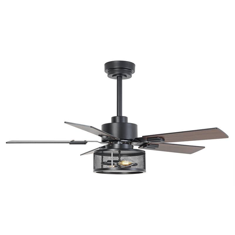 Vaczon 42" Modern Black 5-Blade Smart Ceiling Fan with Light Kit and APP Control