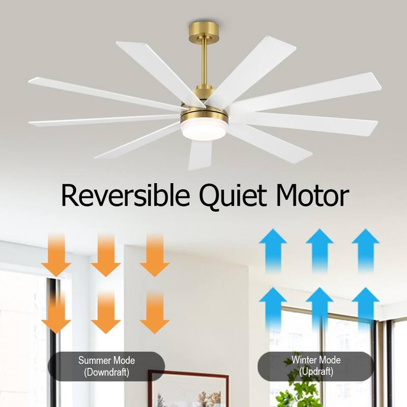 WINGBO 65/72/84" DC Motor LED Ceiling Fan with Remote Control