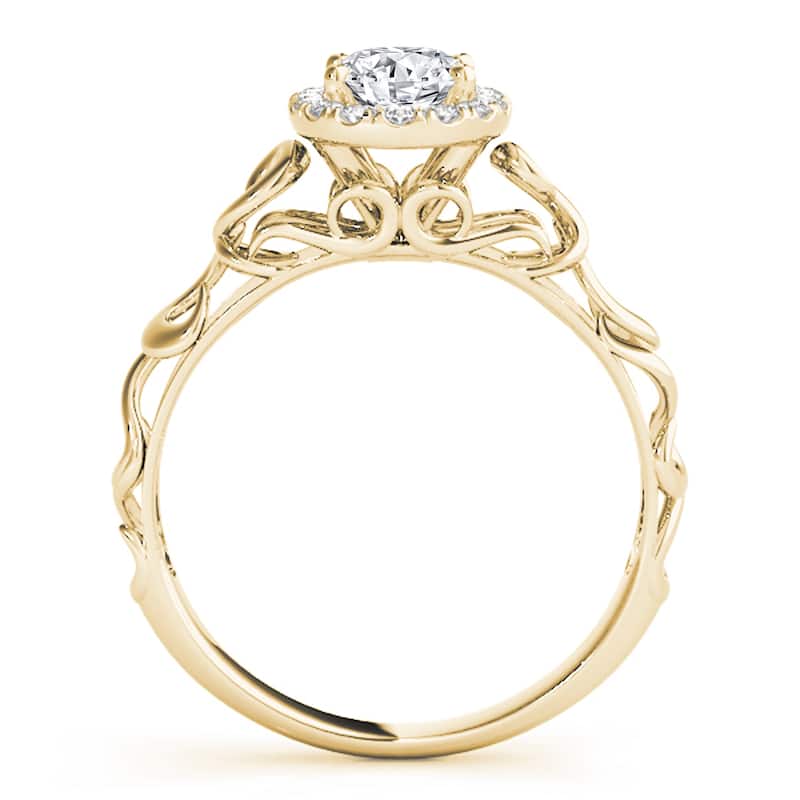Auriya 14k Yellow Gold Lab Grown Oval Diamond Halo Engagement Ring 0.50 to 5.00 ct. tw. (F-G VS)