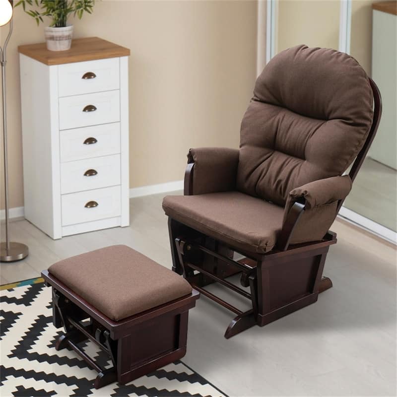 Fabric Rocking Glider Chair with Ottoman and Storage - 27" W x 31.5" D x 40.5" H