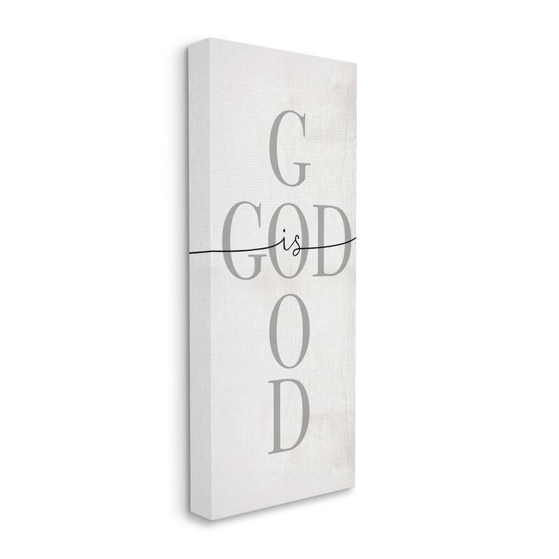 Stupell God Is Good Phrase Faith Based Cross Typography Canvas Wall Art - 13 x 30