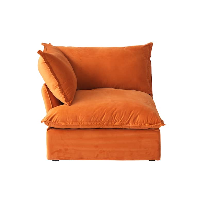 L-shaped 5-piece Wide Velvet Upholstery Sectional Sofa Couch with Storage Ottomans