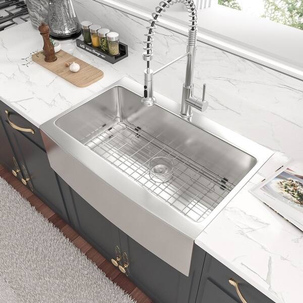 Lordear 33 inch Farmhouse Kitchen Sink Drop-in Topmount Apron ...