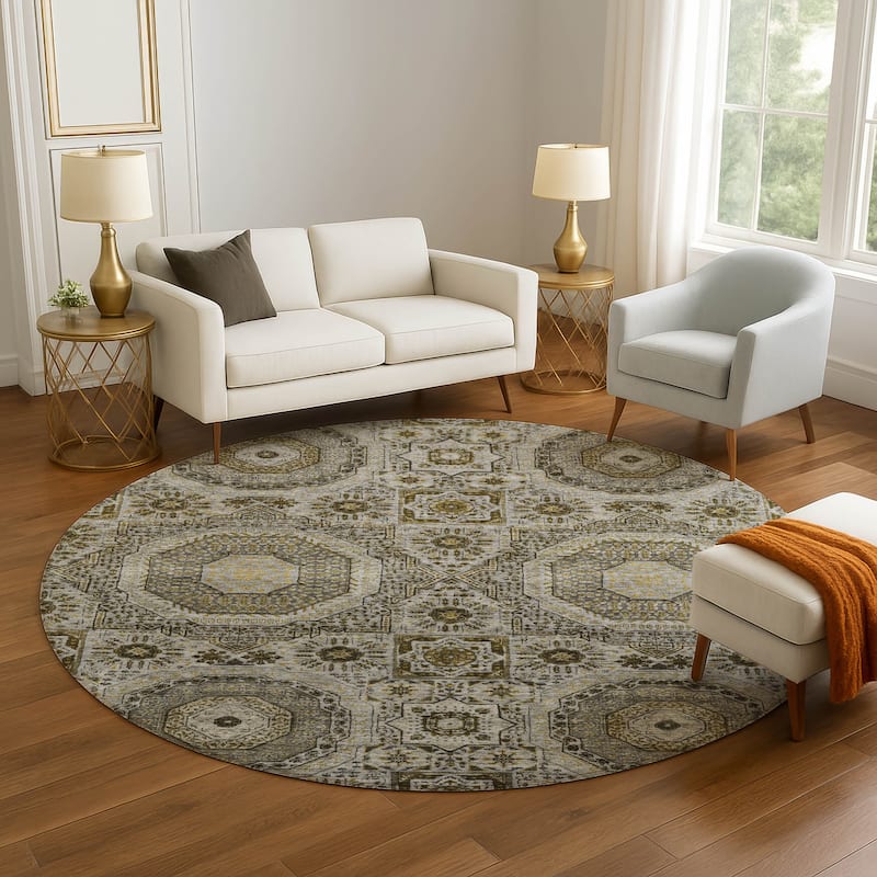 Premium Washable Super Soft Vintage Traditional Mayfield Rug - Taupe - 8' x 8'