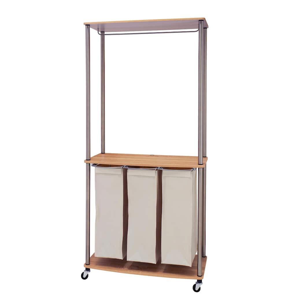Household Essentials Laundry Center with Wheels and Hanging Rod - 17.3"L x 31.5"W x 67.3"H