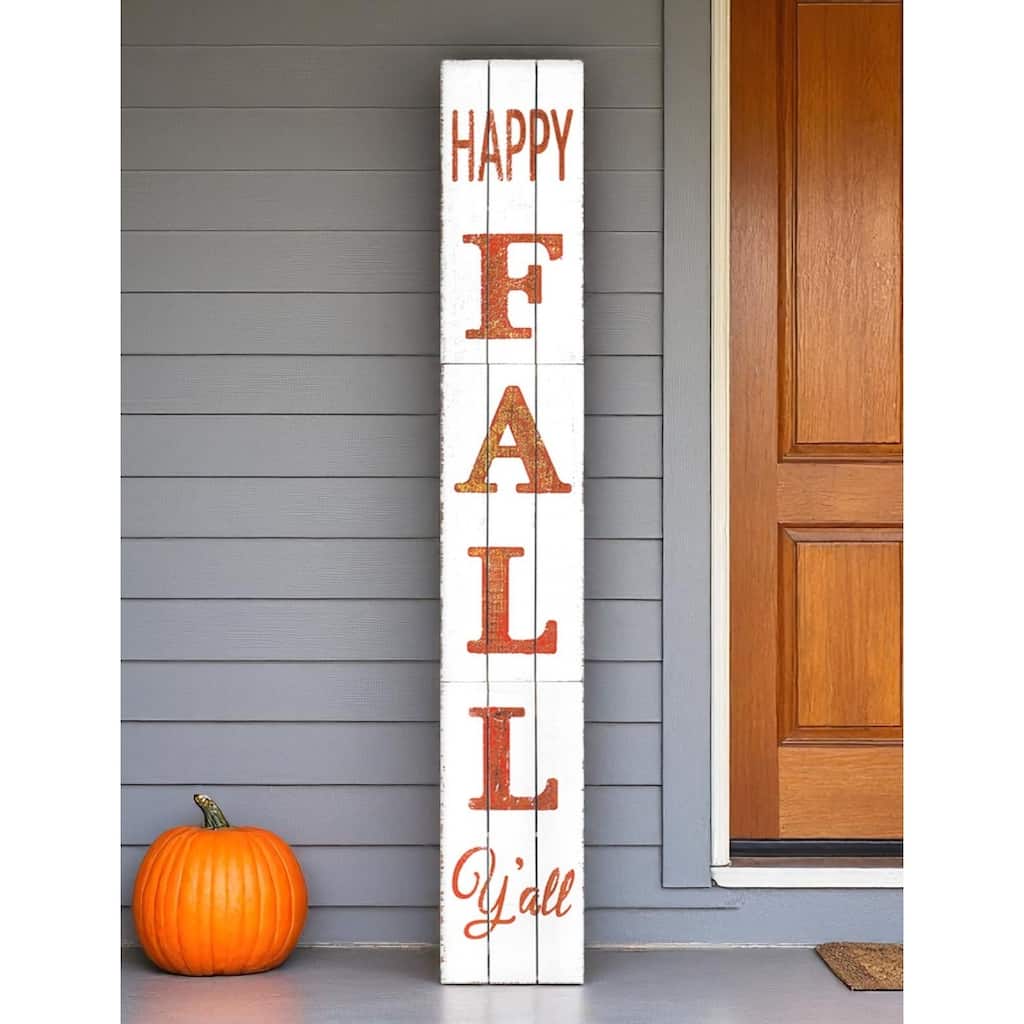 HomeRoots 72" White And Orange Solid Wood Happy Fall Porch Sign