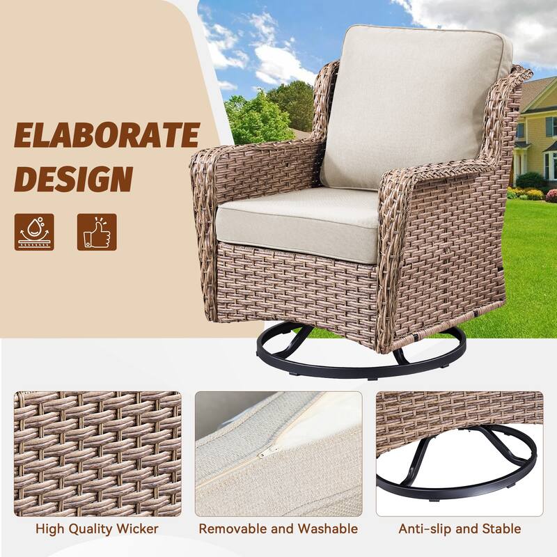 Pocassy Outdoor Patio Swivel Chair Glider Chair with Side Table Set.