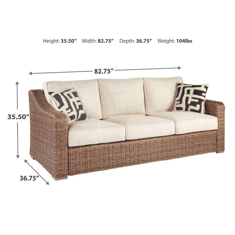 Signature Design by Ashley Beachcroft Outdoor Sofa with Cushion - 82.25" W x 37.75" D x 34.63" H