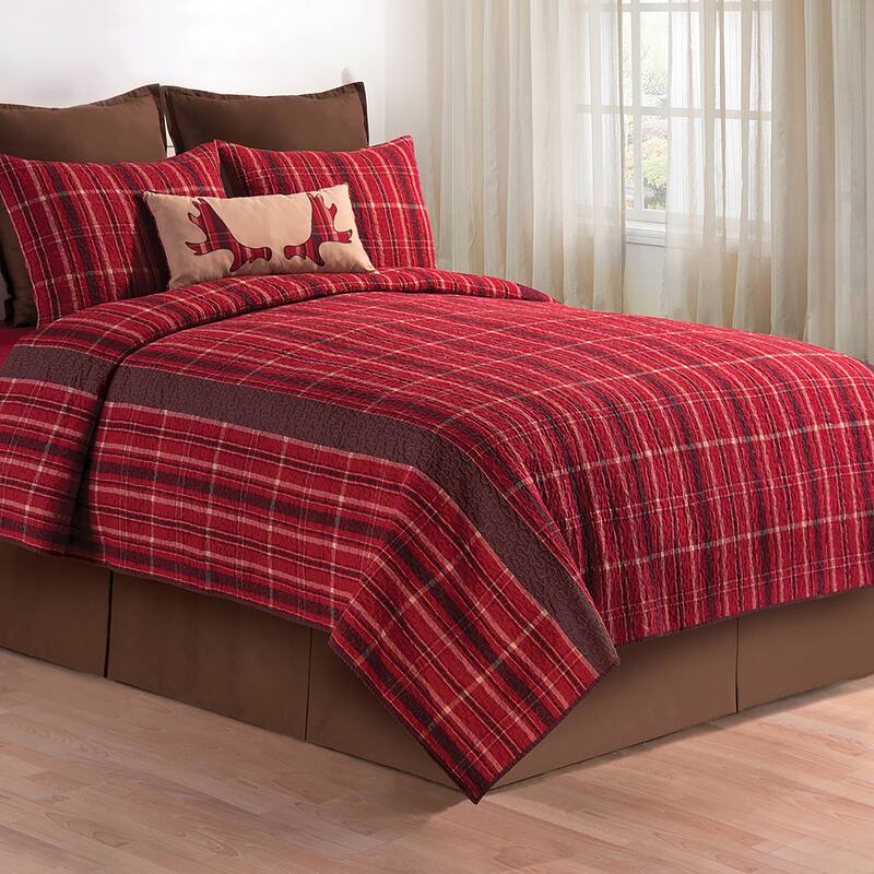 Collin Red Full Queen Cotton Quilt - Red - Queen