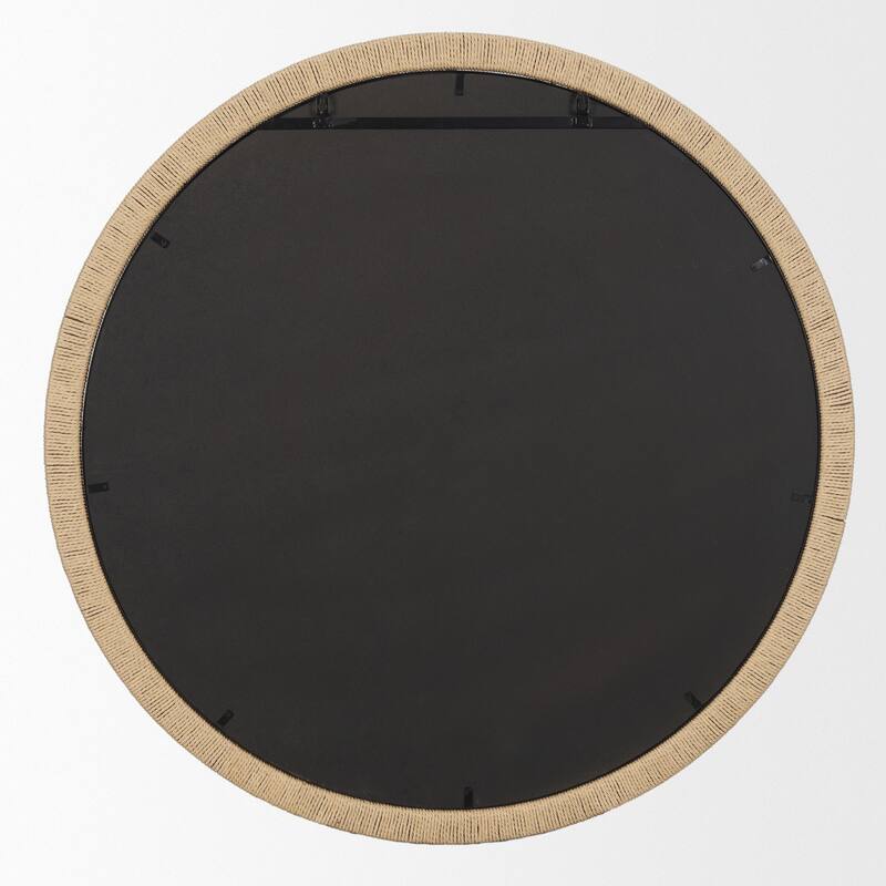 Vasie Black Wood w/ Jute Round Mirror - 42.0L x 1.0W x 42.0H