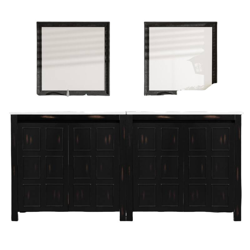 72" Bathroom Vanity Set with Double Vanities (Separate), Ceramic Sinks