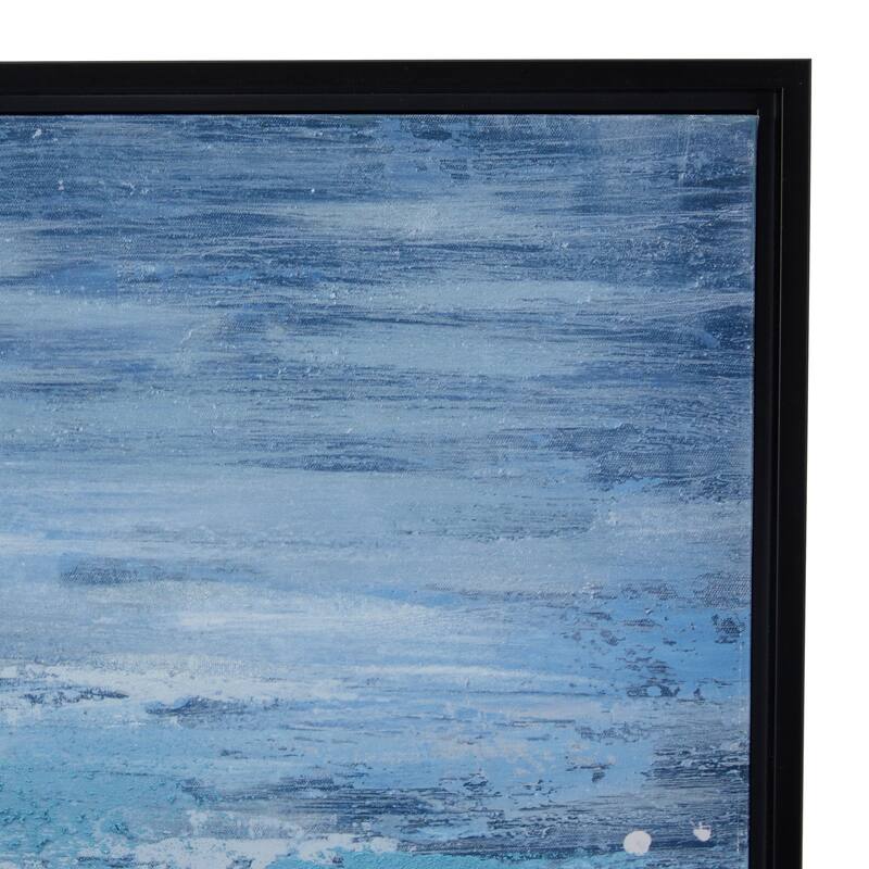 CosmoLiving by Cosmopolitan Blue Canvas Landscape Framed Wall Art with Black Frame