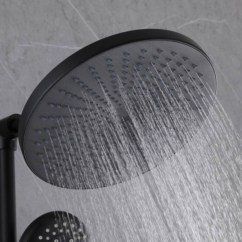 Modland 5-Spray Shower System - 10" Rainfall, Pressure Balance Valve, Matte Black/Gold/Nickel