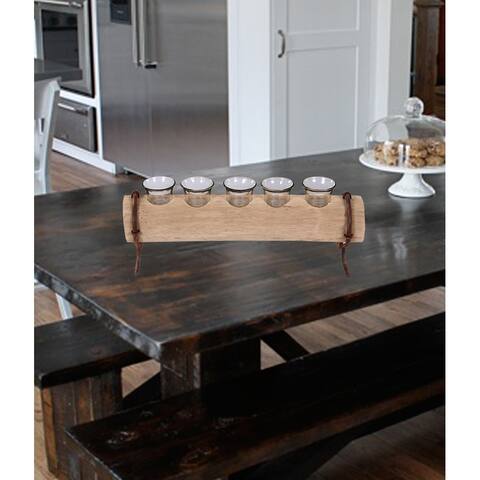 Better Trends Grove Collection of Home Decor Showpiece is Free Standing Art, Light 5 Cup Log With Stand, 100% Mango Wood
